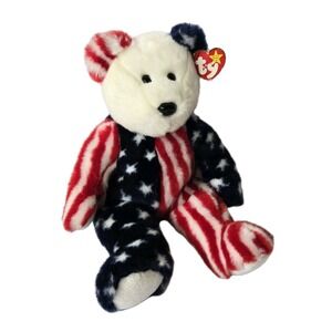 Ty Beanie Buddy 14" SPANGLE Patriotic Buddie Bear American Flag w/Ear Tag 1999